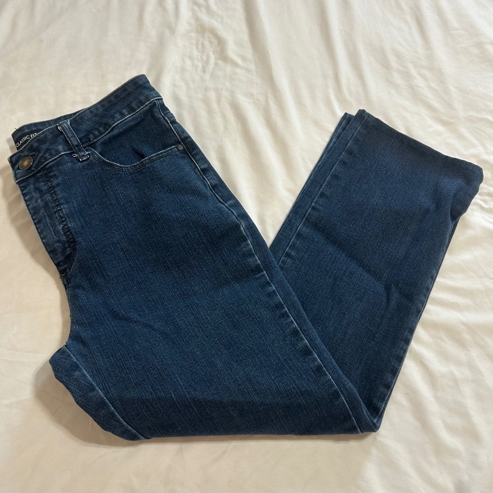 Lee Classic Fit Dark Wash Straight Leg Jeans Womens 8 Short Custom Hem